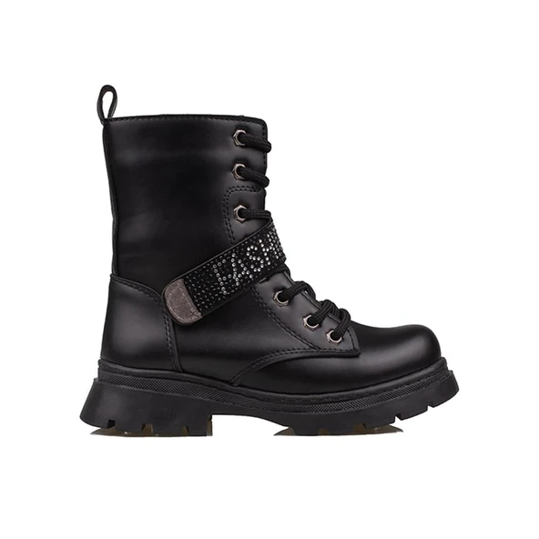 Trend Adımlar Siyah Fashion Kız Çocuk Fermuarlı Postal Bot ürün görseli 1
