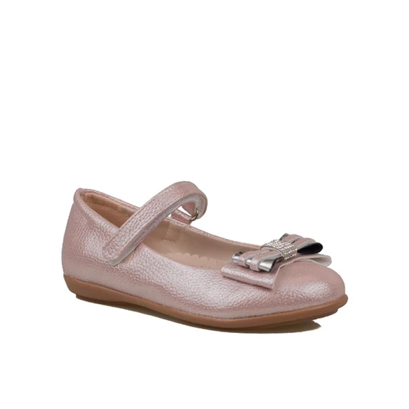 Trend Adımlar Pembe Parlak Fiyonklu Kız Çocuk Babet ürün görseli 1