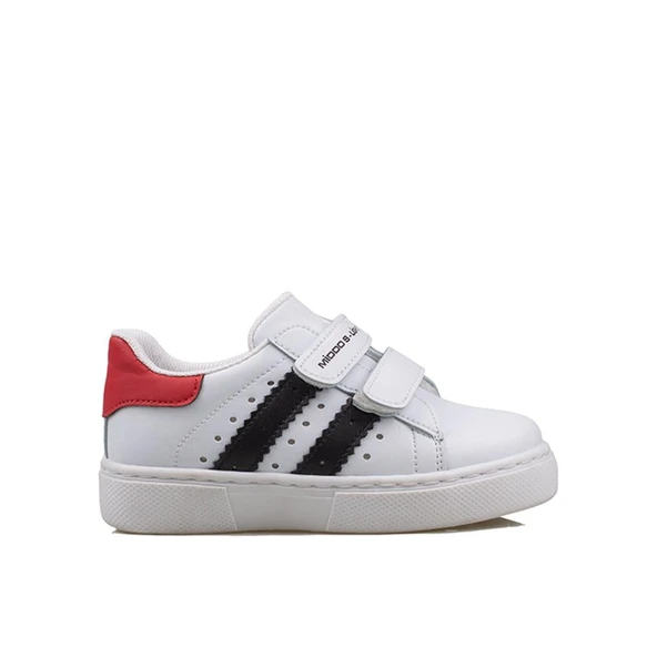 Trend Adımlar Beyaz Erkek Çocuk Mevsimlik Cırtlı Sneaker ürün görseli 1