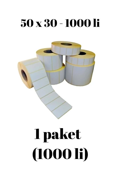 Kraf Eko Termal Barkod Rulo Etiket (40lık Kuka) 50x30mm (1000 Li) ürün görseli 1
