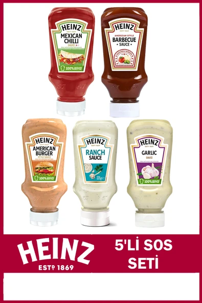 Heinz 5'li Sos Paketi (Ranch, Amerikan Burger, Barbekü, Sarımsak, Mexican Chilli) ürün görseli 1
