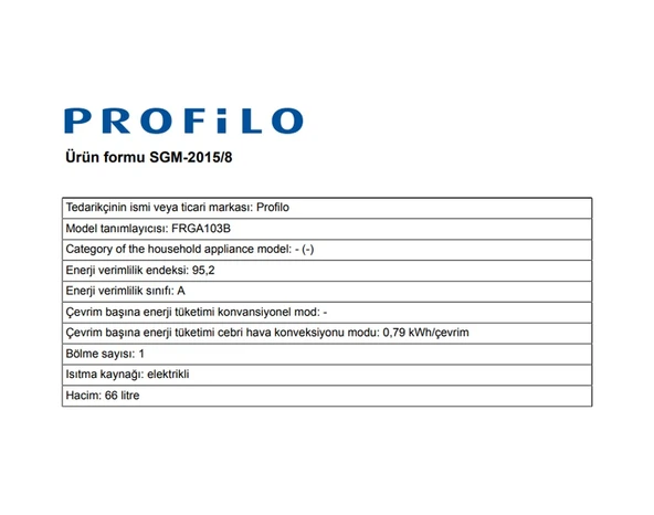 Profilo FRGA103B 66 LT Ankastre Fırın - Resim 4