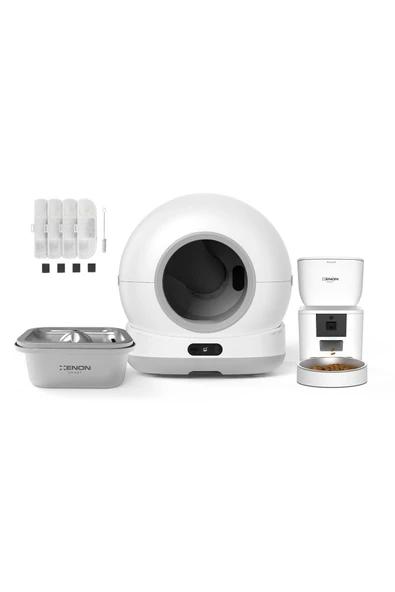 Xenon Smart Otomatik Kedi Tuvaleti, Mama Kabı (Kameralı), Kedi Su Pınarı (Çelik) ve Filtre  4'lü Set ürün görseli 1