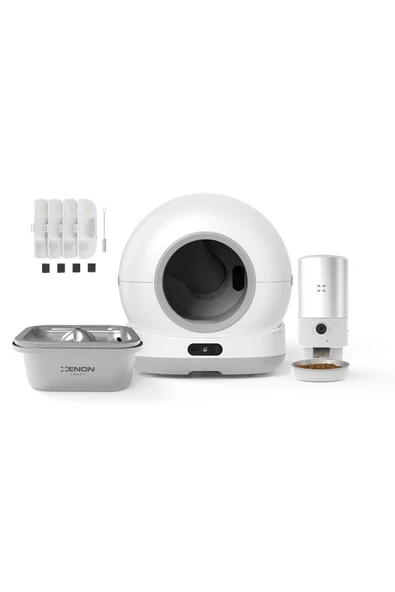 Xenon Smart Kedi Tuvaleti (Kameralı), Mama Kabı (Kameralı) 5L, Su Pınarı (Çelik) 3L ve Yedek Filtre 4'lü Set ürün görseli 1