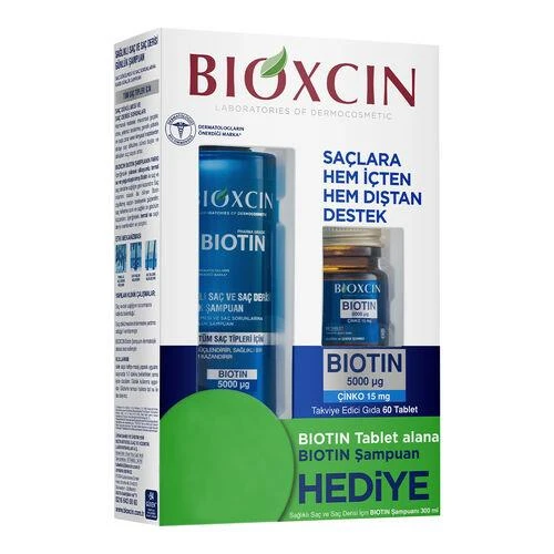 Bioxcin Biotin 5000mcg 60 Tablet +  Biotin Şampuan 300 ml | Saç Dökülmesi Avantajlı Set ürün görseli 1