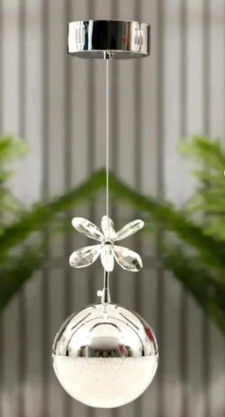 ŞEKER TOP MODERN SARKIT LED AVİZE TEKLİ 3 RENK KROM KAPLAMALI ürün görseli 1