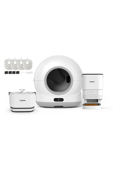 Xenon Smart Kedi Tuvaleti (Kameralı), Mama Kabı (Çelik Kase), Su Pınarı (Kablosuz) ve Yedek Filtre 4'lü Set ürün görseli 1