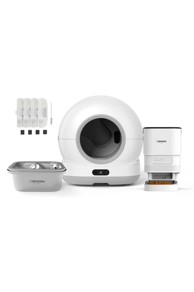 Xenon Smart Otomatik Kedi Tuvaleti, Otomatik Mama Kabı, Kedi Su Pınarı (Çelik) ve Filtre 4’lü Set ürün görseli 1