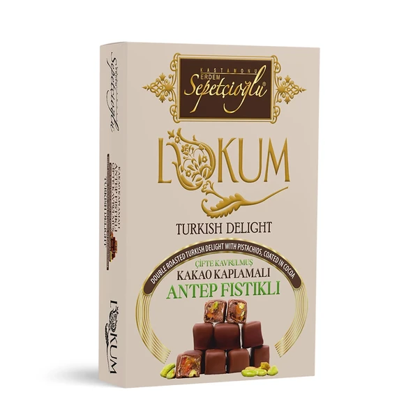 Kakao Kaplamalı Antep Fıstıklı Çifte Kavrulmuş Lokum 200G ürün görseli 1
