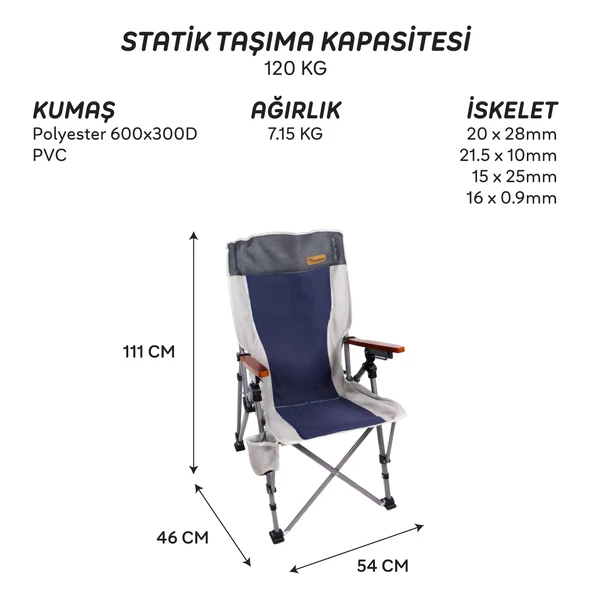 FreeCamp Trager Katlanır Sandalye-LACİVERT - Resim 8