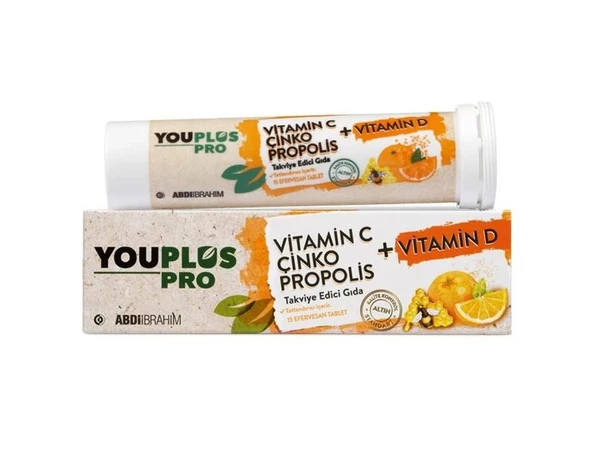 Youplus Pro Vitamin C Çinko Propolis Vitamin D 15 Effervesan Tablet ürün görseli 1