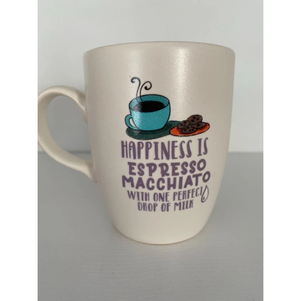 Happiness is Espresso Machiato Beyaz Kupa Bardak ürün görseli 1
