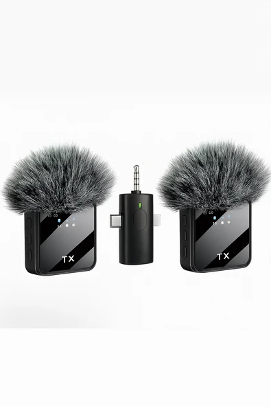 QASUL 2 Lİ KABLOSUZ YAKA MİKROFONU iOS Android, Kamera, USB-C  , Video Kaydı, Vloglama ürün görseli 1
