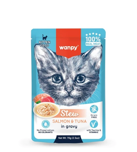 Wanpy Stew Pouch Ton Balıklı Somonlu Yaş Kedi Maması 70g ürün görseli 1