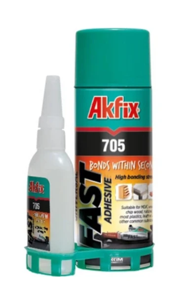 Akfix 705 Hızlı Yapıştırıcı Seti – 200 ml Sprey + 50 gr Aktivator | Çok Amaçlı, Universal Süper Güçlü Yapıştırıcı-Tutkal ürün görseli 1