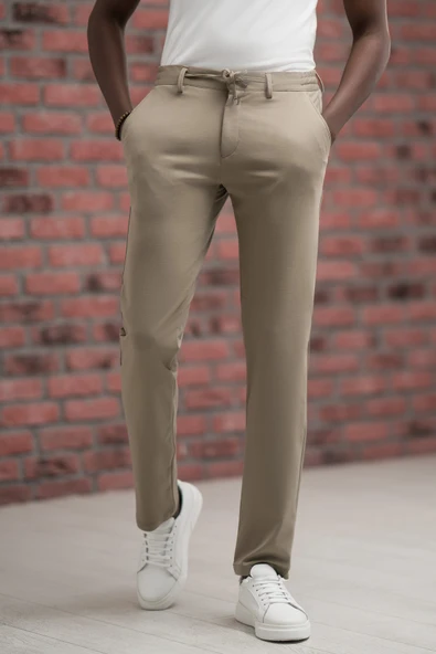 Regular Fit Likralı Penye Kumaş Beli İplikli Ve Lastikli Jogger Pantolon ürün görseli 1