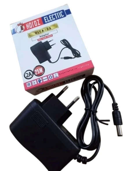 HOROZ VITA-25 12v 2A Fişli Adaptör Plastik Kasa 24w IP44 5.5x2.5mm Jaklı (12 Volt 2 Amper) ürün görseli 1