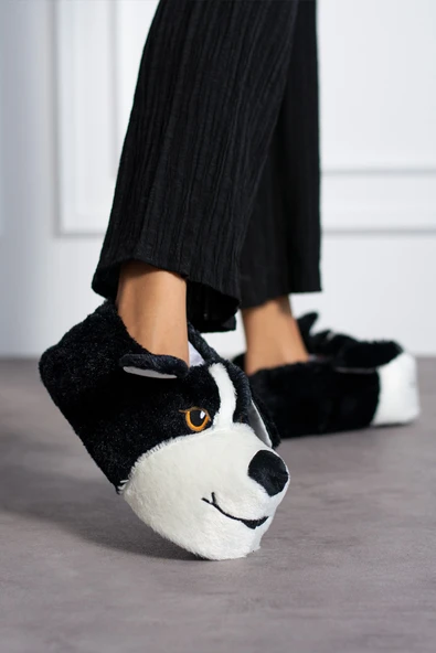 Albishoes Sevimli Köpek Hayvan Figürlü Peluş Yumuşak Taban Ev Botu Kışlık Hayvanlı Ev Panduf (30-40) ürün görseli 1
