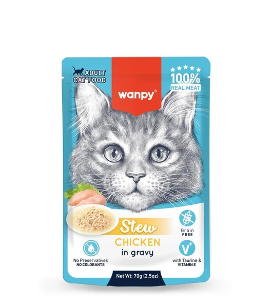 Wanpy Stew Pouch Tavuklu Yaş Kedi Maması 70g ürün görseli 1