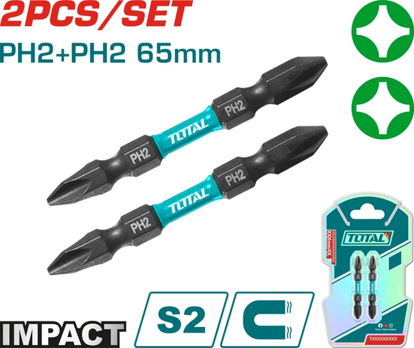 Darbeli 65mm 2 Li Çift Taraflı Ph2 Bits Uç ürün görseli 1