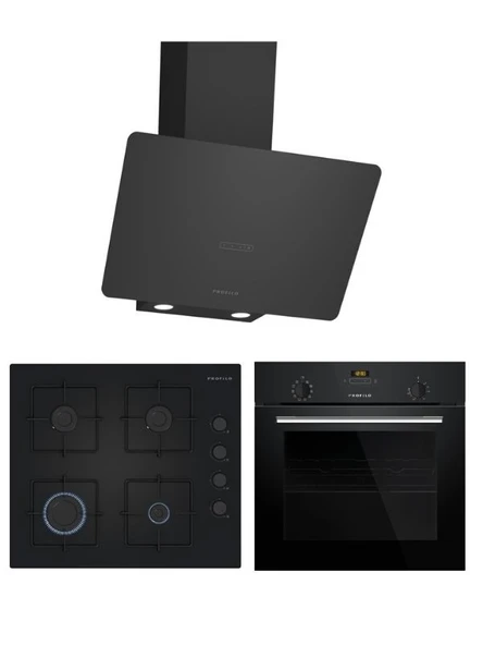 Profilo Siyah Cam Ankastre Set (FRMA234S - DVK6J469 - OE36K6P10D) ürün görseli 1