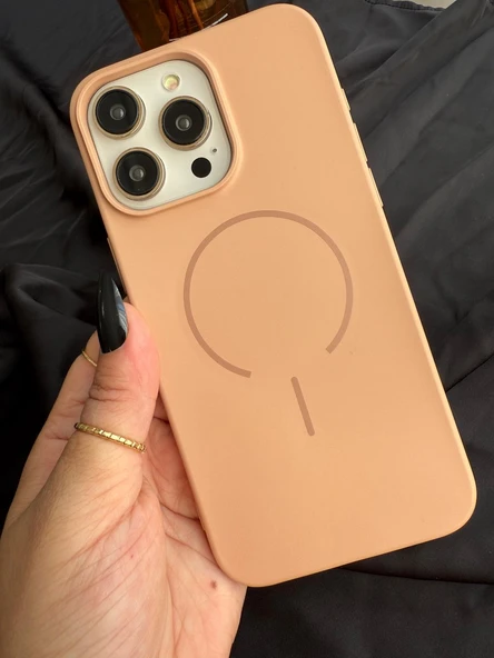 iPhone 16E MagSafe Mat Silikon Kılıf Şeftali ürün görseli 1