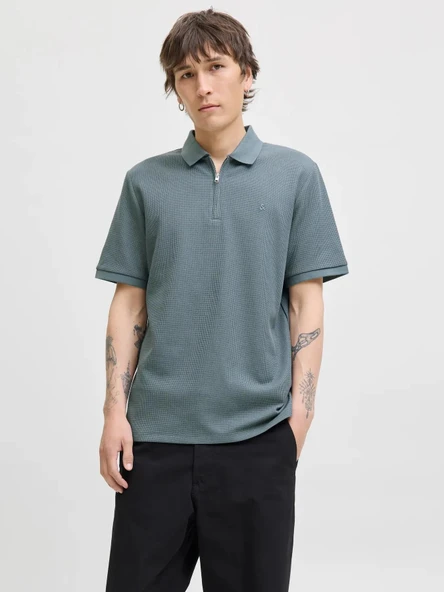 Jack Jones Austın Zıp Fermuarlı  Polo Yaka Erkek Tişört 12279177 ürün görseli 1