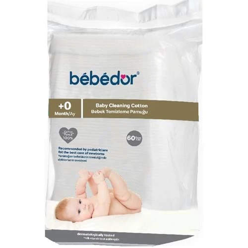 BEBEDOR BEBEK TEMİZLEME PAMUĞU 60LI 0+AY ürün görseli 1