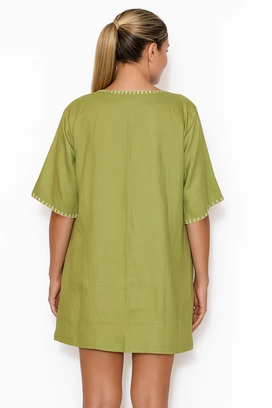 Vual (Tülbent )Mini Boy Yeşil Tunik Elbise - Resim 3