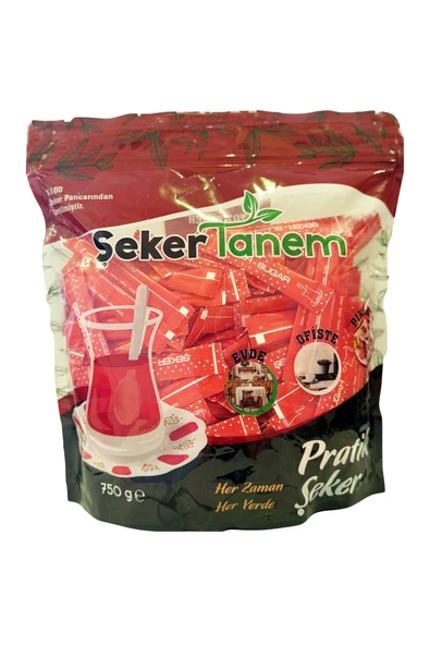 Şeker Tanem Stick Toz Şeker Kırmızı Baskılı 3 gr x 250LI 750 gr ürün görseli 1