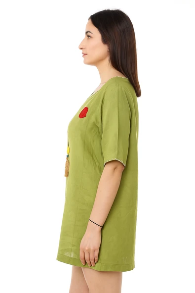 Vual (Tülbent )Mini Boy Yeşil Tunik Elbise - Resim 2