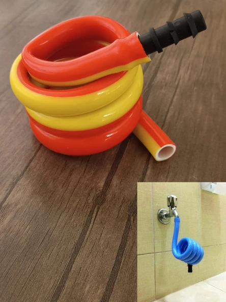 Wc Hortummatik Spiral Taharet Hortumu (Sarı-Kırmızı) ürün görseli 1