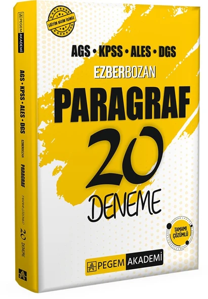 AGS KPSS ALES DGS Ezberbozan Paragraf 20 Deneme Pegem Yayınları ürün görseli 1