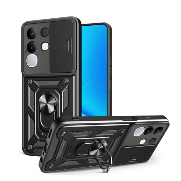 Gpack Vivo Y29 uyumlu Kılıf Pars Sürgülü Kamera Korumalı Yüzüklü Sert Silikon ürün görseli 1