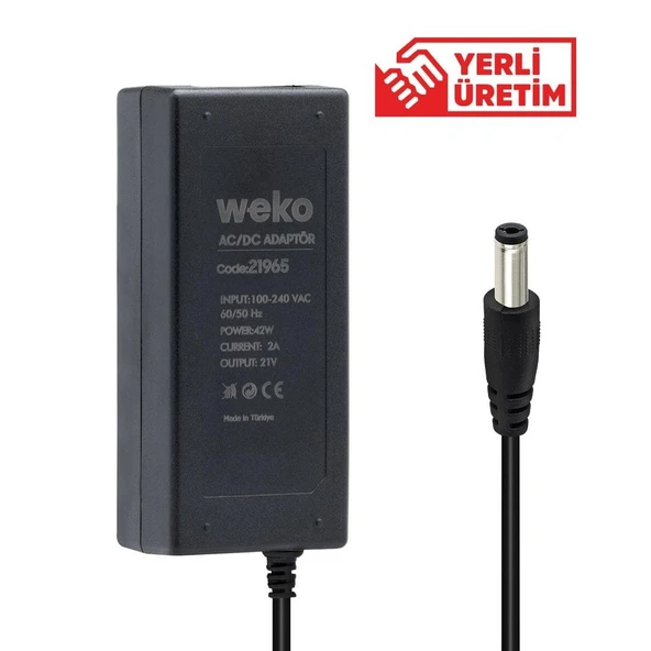 Weko 21 Volt 2 Amper Yerli Üretim Masaüsütü 5.5*2.5 Uçlu Şarjlı Matkap Adaptörü ürün görseli 1