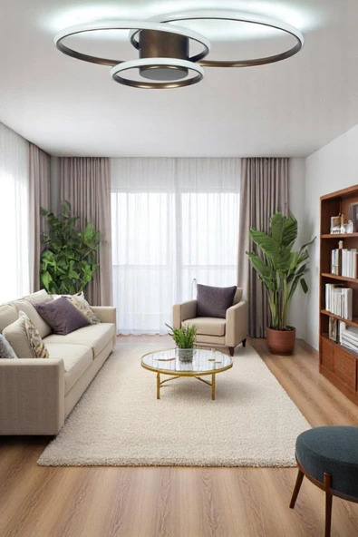 LEGACY  Sole Modern Tasarım Bronz Renk Salon - Mutfak - Hol Beyaz Led 3 Lü Avize ürün görseli 1