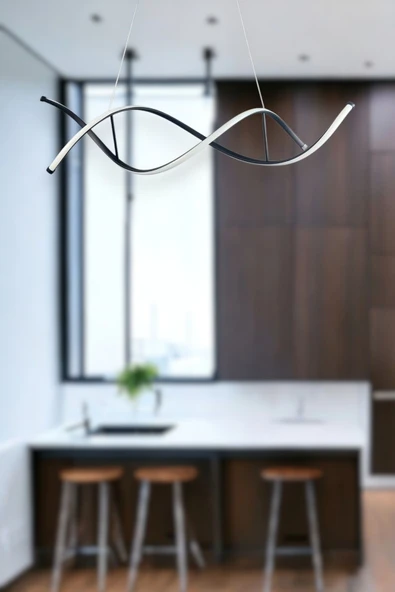 LEGACY  Lumora Modern Tasarım Siyah Renk Beyaz Ledli Cafe - Mutfak - Salon 2 Li Led Avize ürün görseli 1