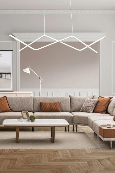 LEGACY  Utku Modern Tasarım Beyaz Renk Yemek Masası Üstü - Mutfak - Salon Beyaz Led 2 Li Avize ürün görseli 1