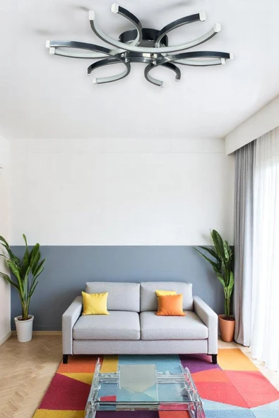 LEGACY  Levora Modern Tasarım - Salon - Mutfak - Yatak Odası Krom Renk Beyaz Işıklı Led Avize ürün görseli 1