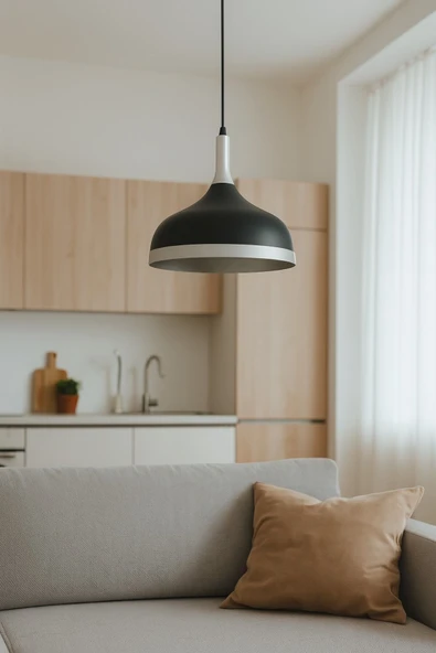 LEGACY  Cosmos Siyah Içi Gümüş Özel Tasarım Modern Dekoratif Cafe Mutfak Salon Sarkıt Tekli Avize (AMPULSÜZ) ürün görseli 1