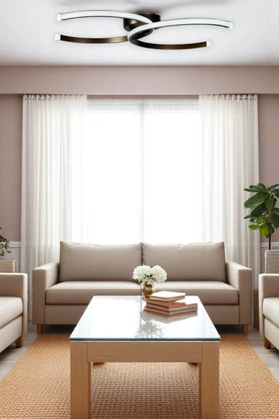 LEGACY  Duru Bronz Renk Modern Tasarım Salon - Mutfak - Hol - Yatak Odası Beyaz Ledli Avize ürün görseli 1