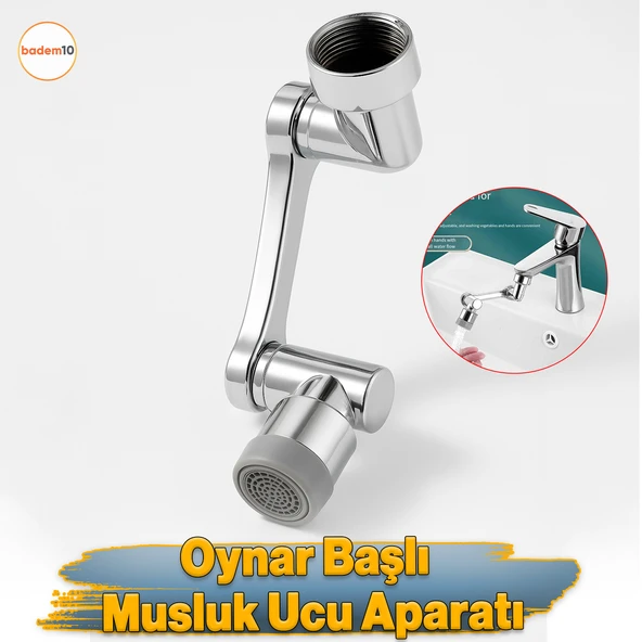 Perlatörlü Esnek Evye Musluk Başlığı 180° Döner Su Tasarruflu Krom Mutfak Bataryası Adaptör Musluk ürün görseli 1