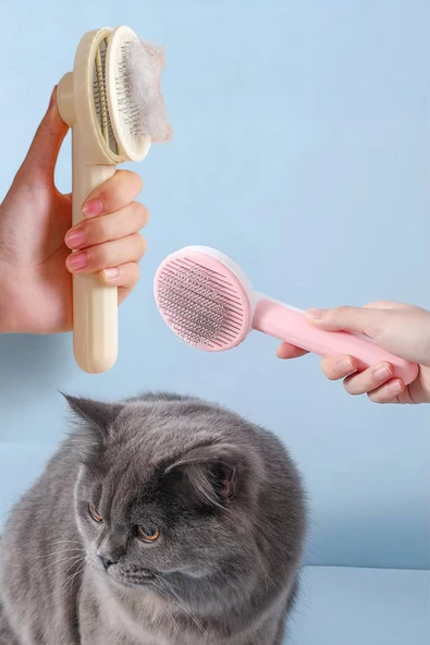 İronika Tuşlu Otomatik Temizlenen Kedi Köpek Tüy Toplayıcı Tarak Evcil Hayvan Fırçası Tarağı ürün görseli 1