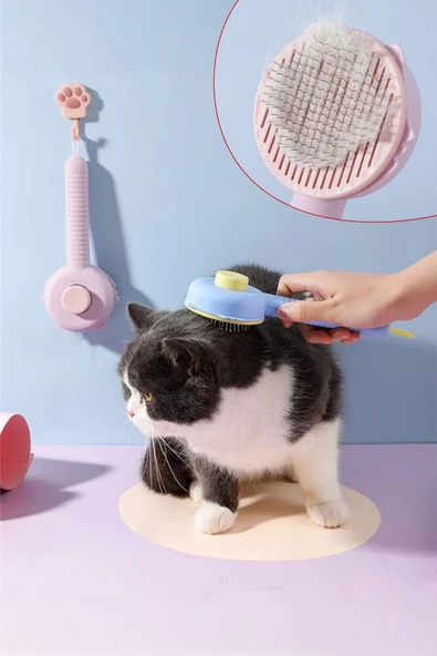 İronika Tuşlu Otomatik Temizlenen Kedi Köpek Tüy Toplayıcı Tarak Evcil Hayvan Tarağı Fırçası ürün görseli 1