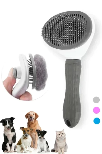 İronika Tuşlu Otomatik Temizlenen Kedi Köpek Tüy Toplayıcı Tarak Evcil Hayvan Fırçası Tarağı ürün görseli 1