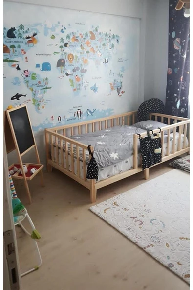 HFT HOME Unisex Montessori Bebek Ve Çocuk Karyolası Doğal Ahşap Yatak NÇY 80X180 ürün görseli 1