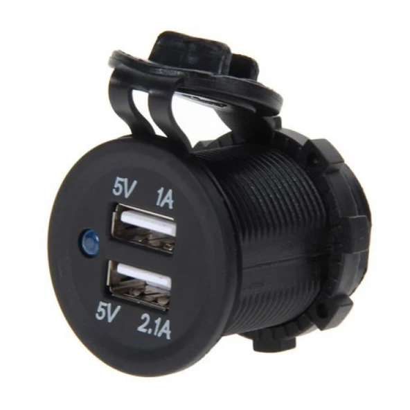 Montajlanabilir araba tekne için dual usb şarj soketi 5v 2.1A 12-24v ürün görseli 1