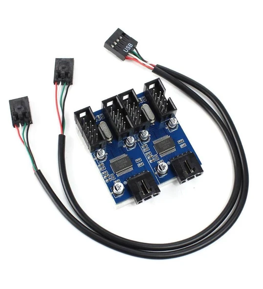 Anakart USB 9 Pin Hub Erkek 1-2/4 Dişi USB 2.0 Splitter Uzatma Kablosu ürün görseli 1