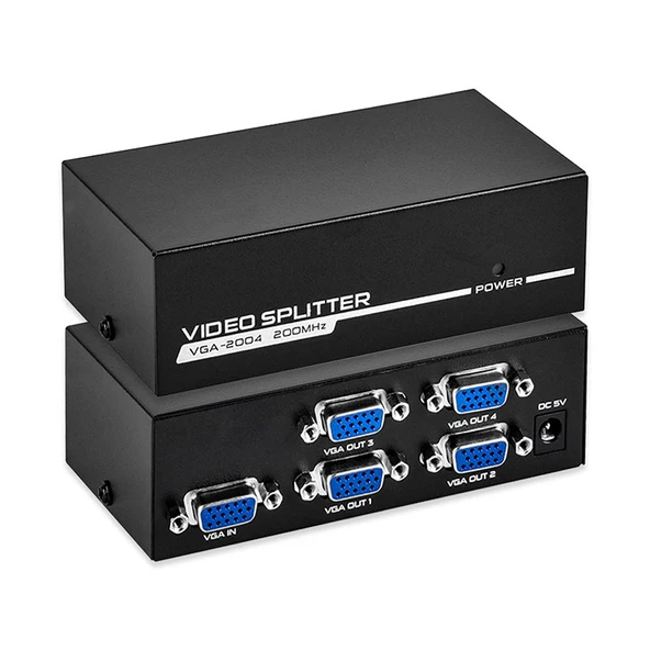 4 Port VGA Splitter 200 Mhz 1 Giriş 4 Çıkış Video Ekran Çoğaltma ürün görseli 1