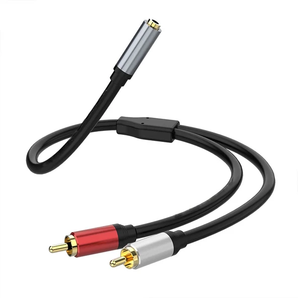 3.5 mm stereo to 2x rca erkek audio ses kablosu Amplifikatör için Kablo ürün görseli 1
